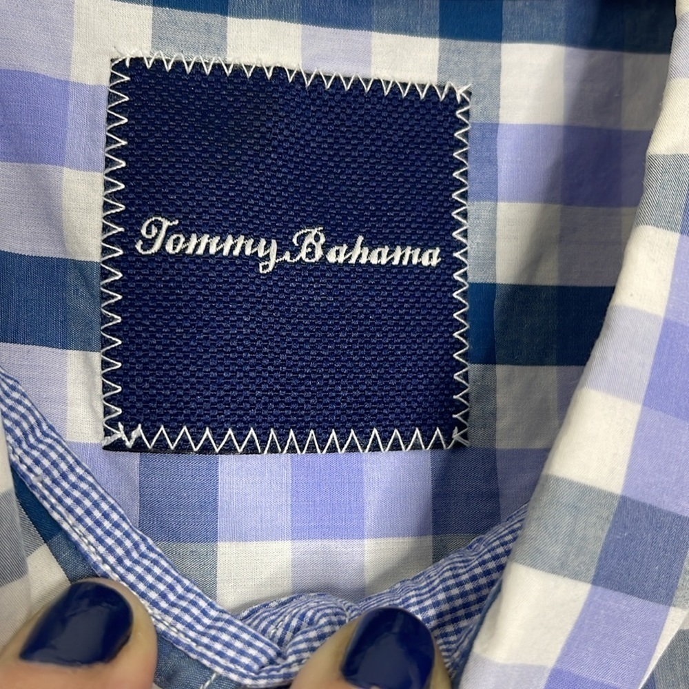 Tommy Bahama 100% Pima Cotton Long Sleeve Blue Plaid Button Up Shirt Size XXL - Picture 4 of 7